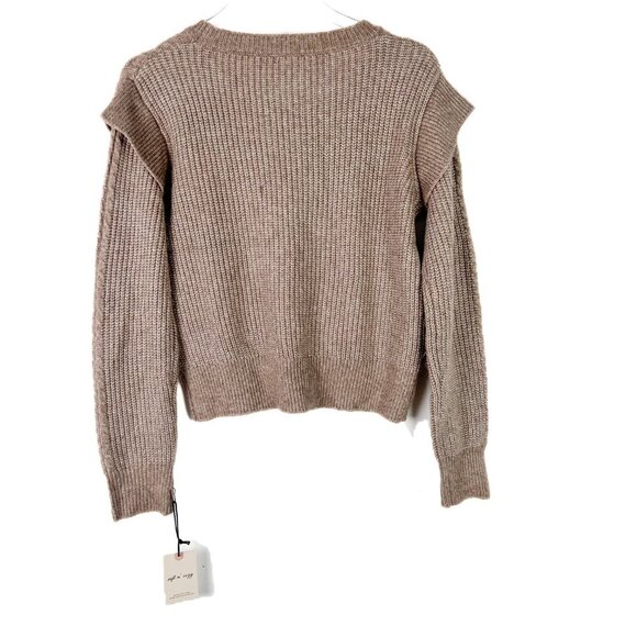 NWT Sincerely Jules Ruffle Shoulder Crewneck Sweater Oatmeal Size Small S NEW - Picture 8 of 12